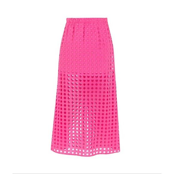 TUCKERNUCK Hot Pink Cotton Eyelet Eve Skirt Size XL NWT Retail $148 Tuckernuck - Picture 8 of 8